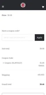 SLAVSALT coupon verification screenshot