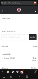 SSALT coupon verification screenshot