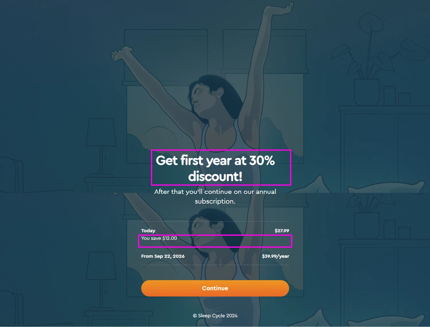 Sleep Cycle promo code screenshot showing code LHG30 applied at Sleep Cycle checkout page. Uploaded by SimplyCodes community member mrdarcy on Sep 22, 2025