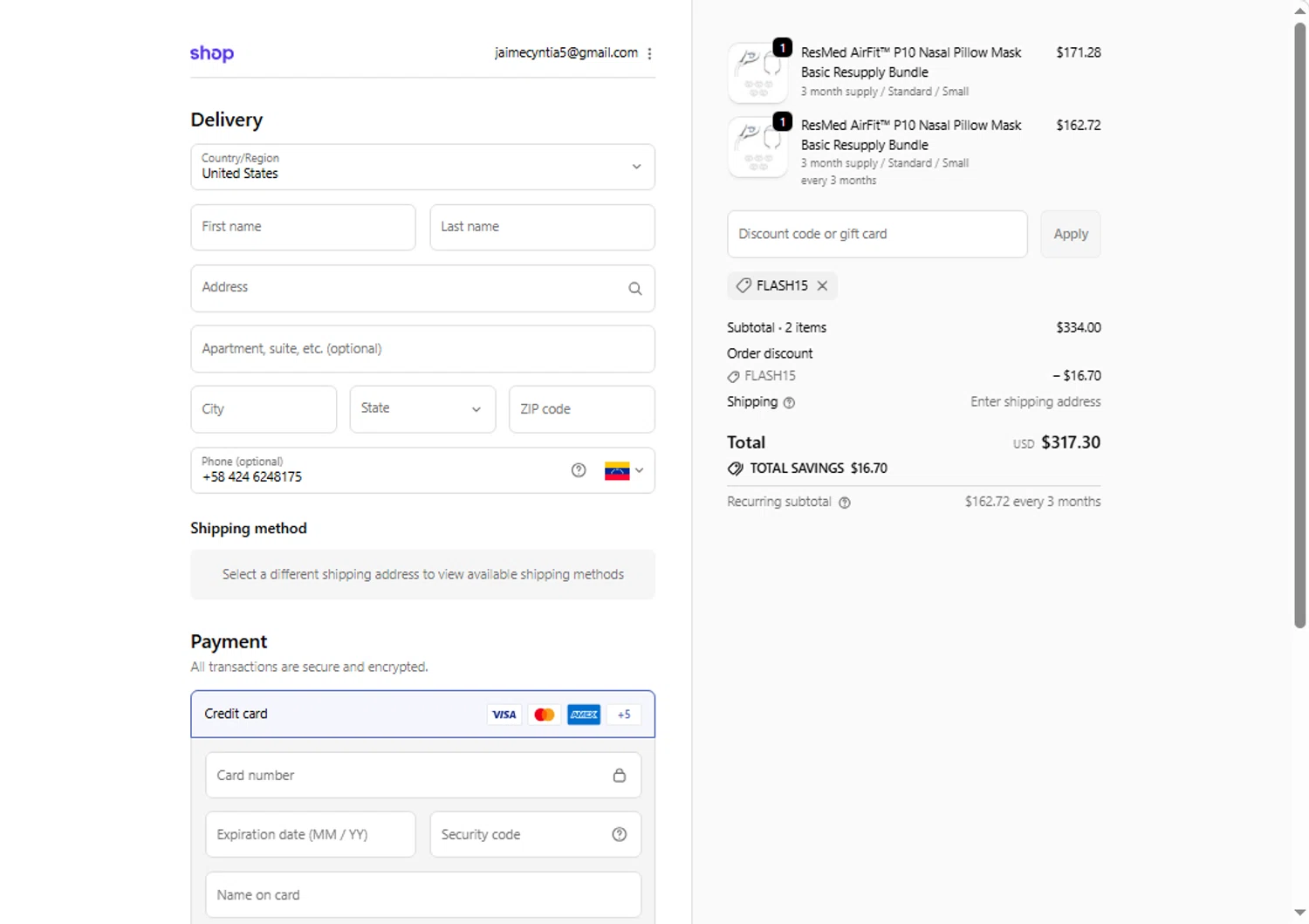 Sleep Doctor discount code screenshot showing code FLASH15 applied at Sleep Doctor checkout page. Uploaded by SimplyCodes community member sofia_8 on Oct 2, 2025