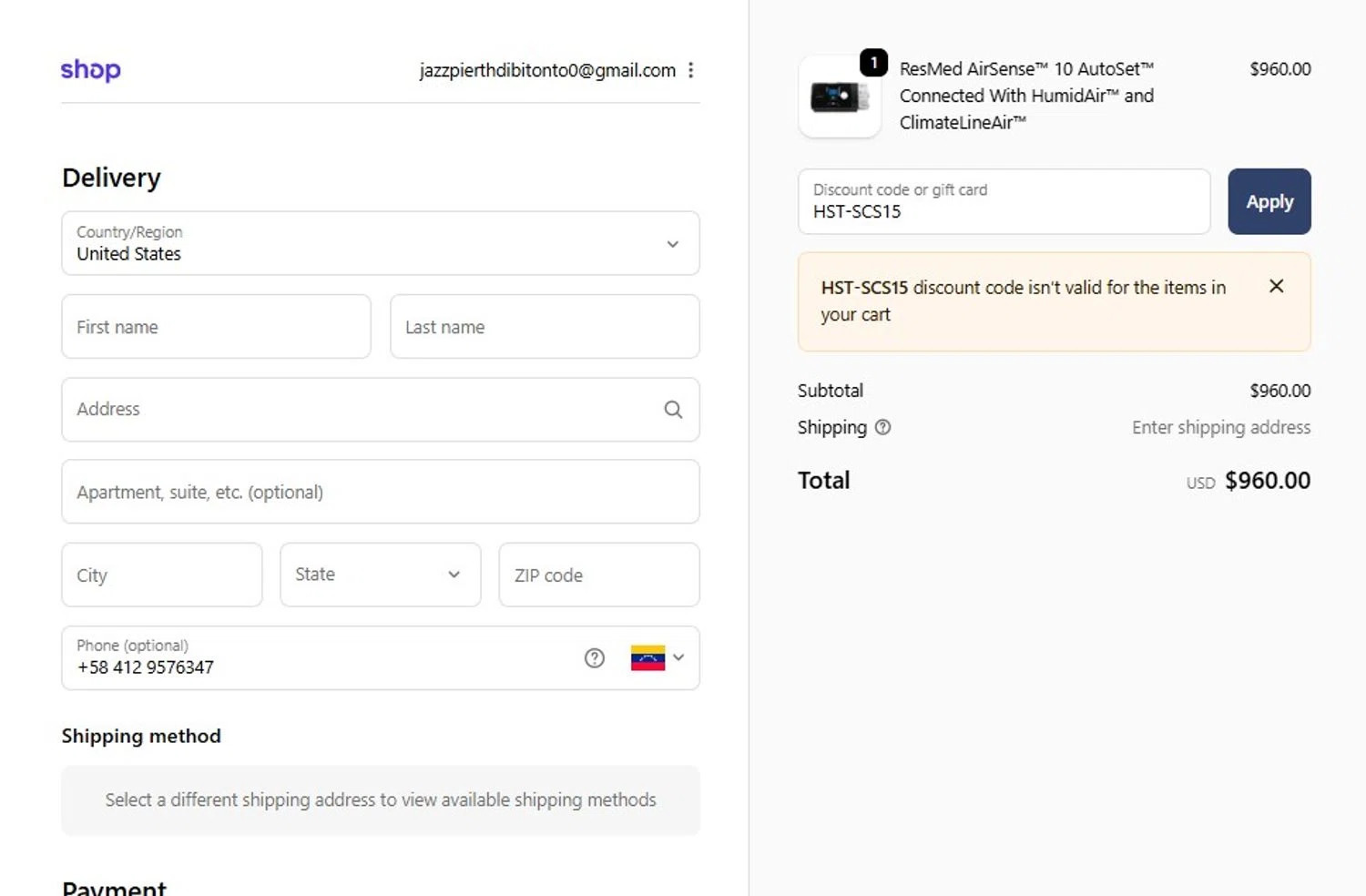 Sleep Doctor discount code screenshot showing code HST-SCS15 applied at Sleep Doctor checkout page. Uploaded by SimplyCodes community member MagnificentCollector7829 on Dec 4, 2025