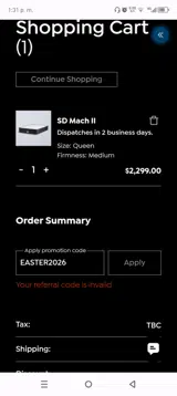 EASTER2026 coupon verification screenshot