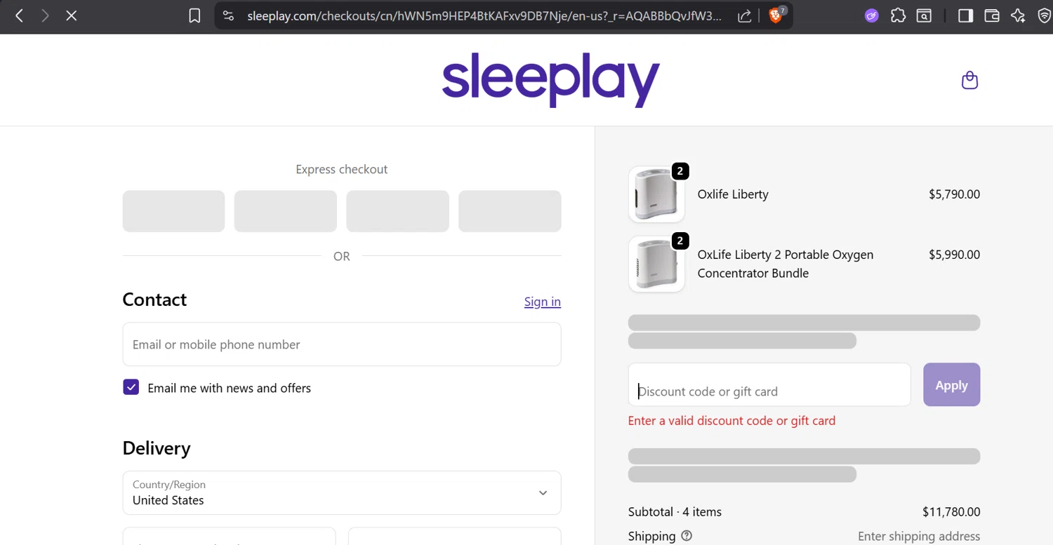 Sleeplay discount code screenshot showing code POC-25 applied at Sleeplay checkout page. Uploaded by SimplyCodes community member GloriousTitan3094 on Nov 27, 2025