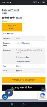 AIR10 coupon verification screenshot