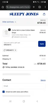 DREAM15 coupon verification screenshot