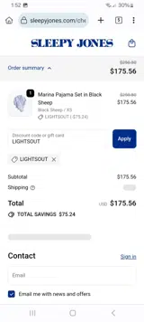 LIGHTSOUT coupon verification screenshot