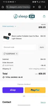 SLEEPSAVE coupon verification screenshot