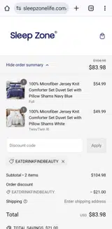 EATDRINKFINDBEAUTY coupon verification screenshot