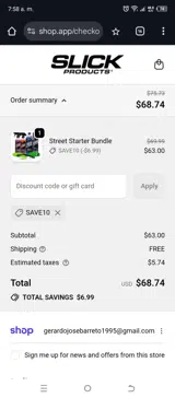 SAVE10 coupon verification screenshot