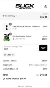 LB25 coupon verification screenshot