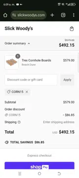 CORN15 coupon verification screenshot