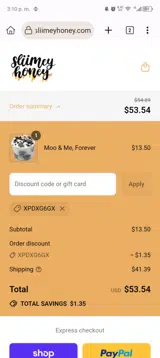 Sliimeyhoney coupon verification screenshot