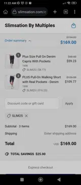 SLIM25 coupon verification screenshot