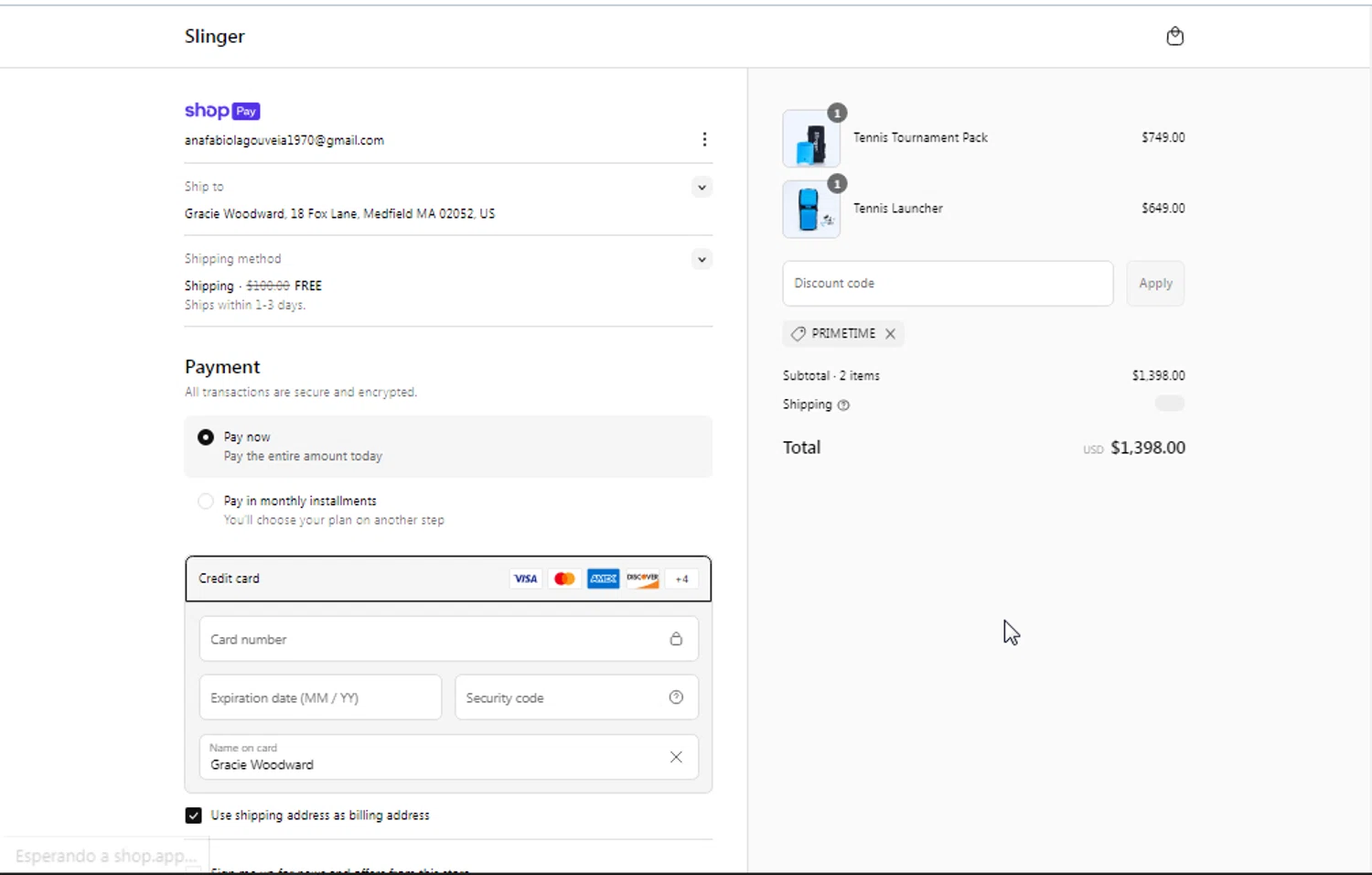Slinger Bag checkout page showing Slinger Bag discount code box | Screenshot taken by SimplyCodes community member on Apr 5, 2025