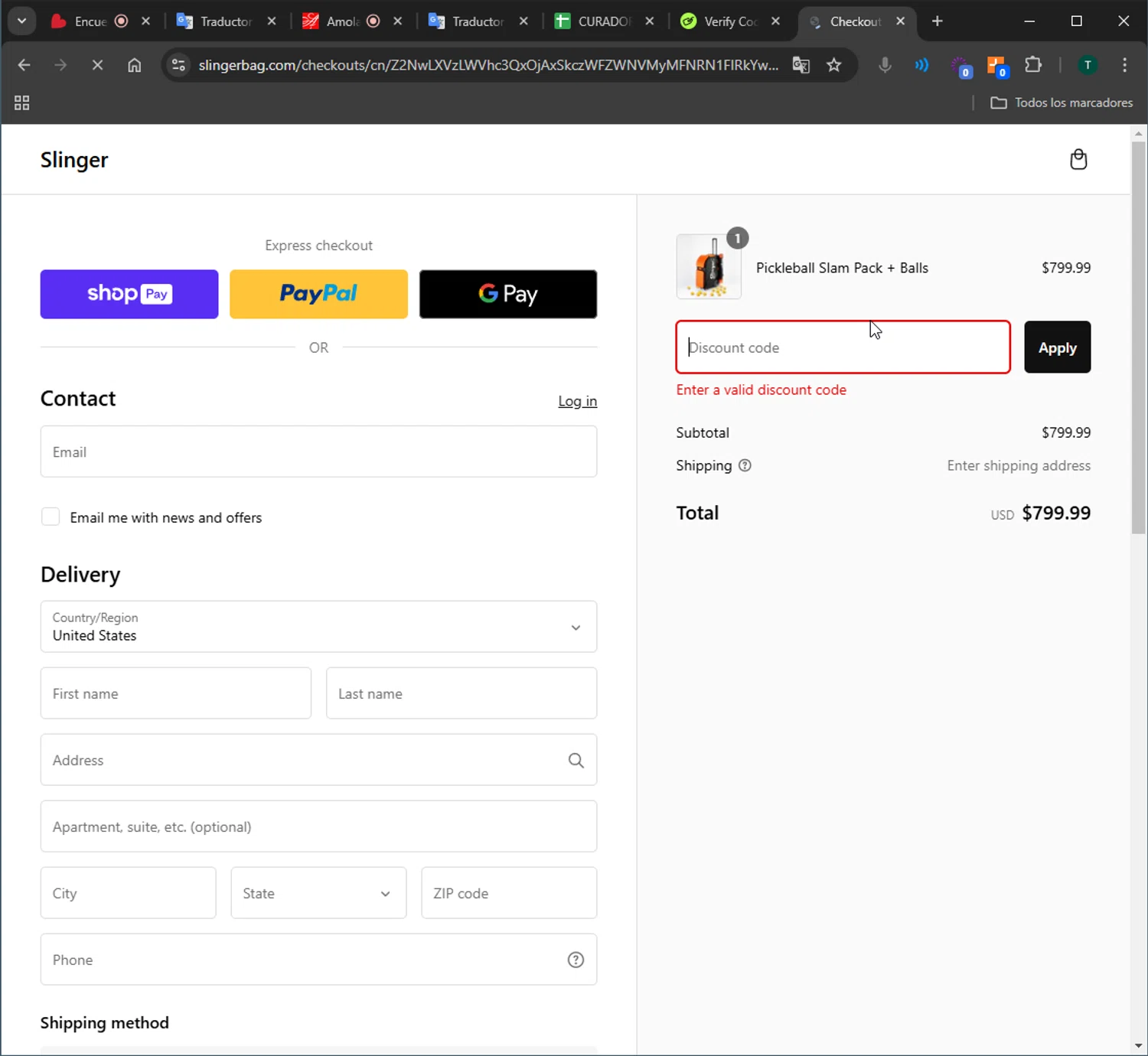 Slinger Bag discount code screenshot showing code PRIMETIME50 applied at Slinger Bag checkout page. Uploaded by SimplyCodes community member yessy37 on Dec 27, 2024