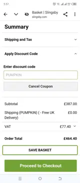 PUMPKIN coupon verification screenshot