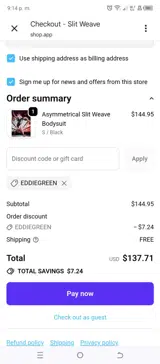EDDIEGREEN coupon verification screenshot