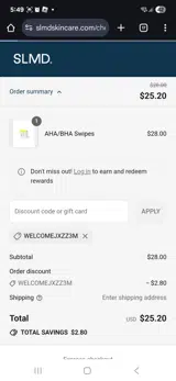 WELCOMEJXZz3m coupon verification screenshot