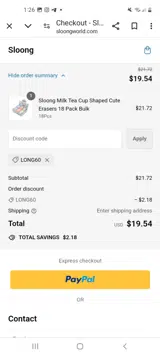 LONG60 coupon verification screenshot