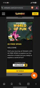 Slotastic coupon verification screenshot