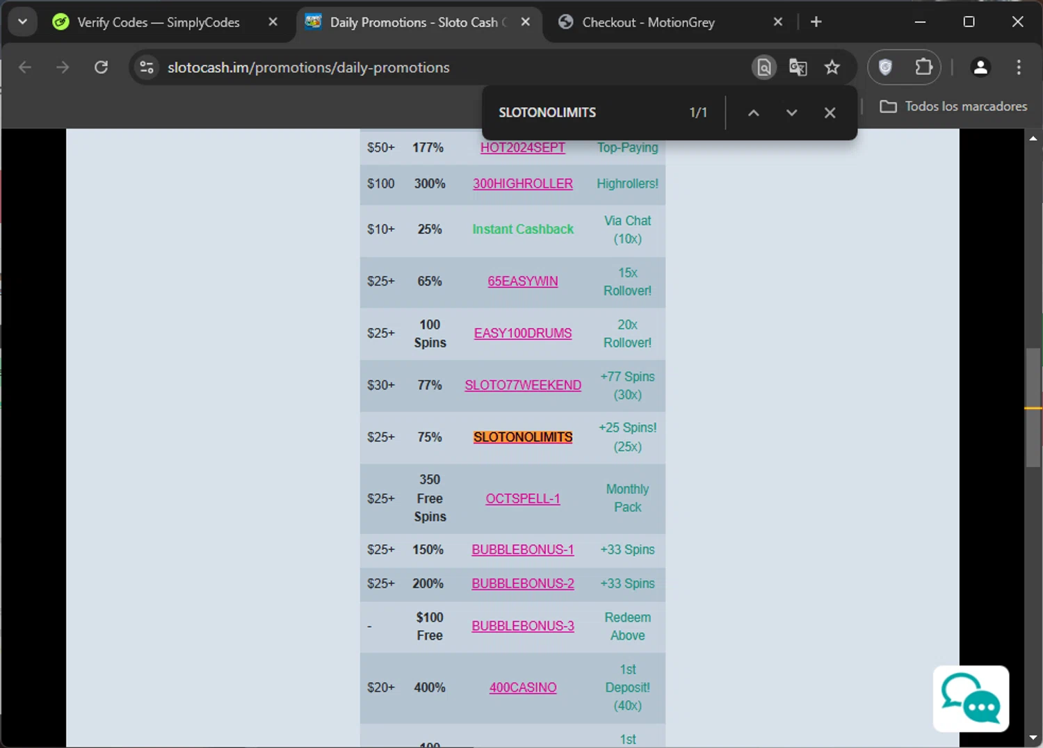 Slotocash Casino checkout page showing Slotocash Casino promo code box | Screenshot taken by SimplyCodes community member on Oct 31, 2024