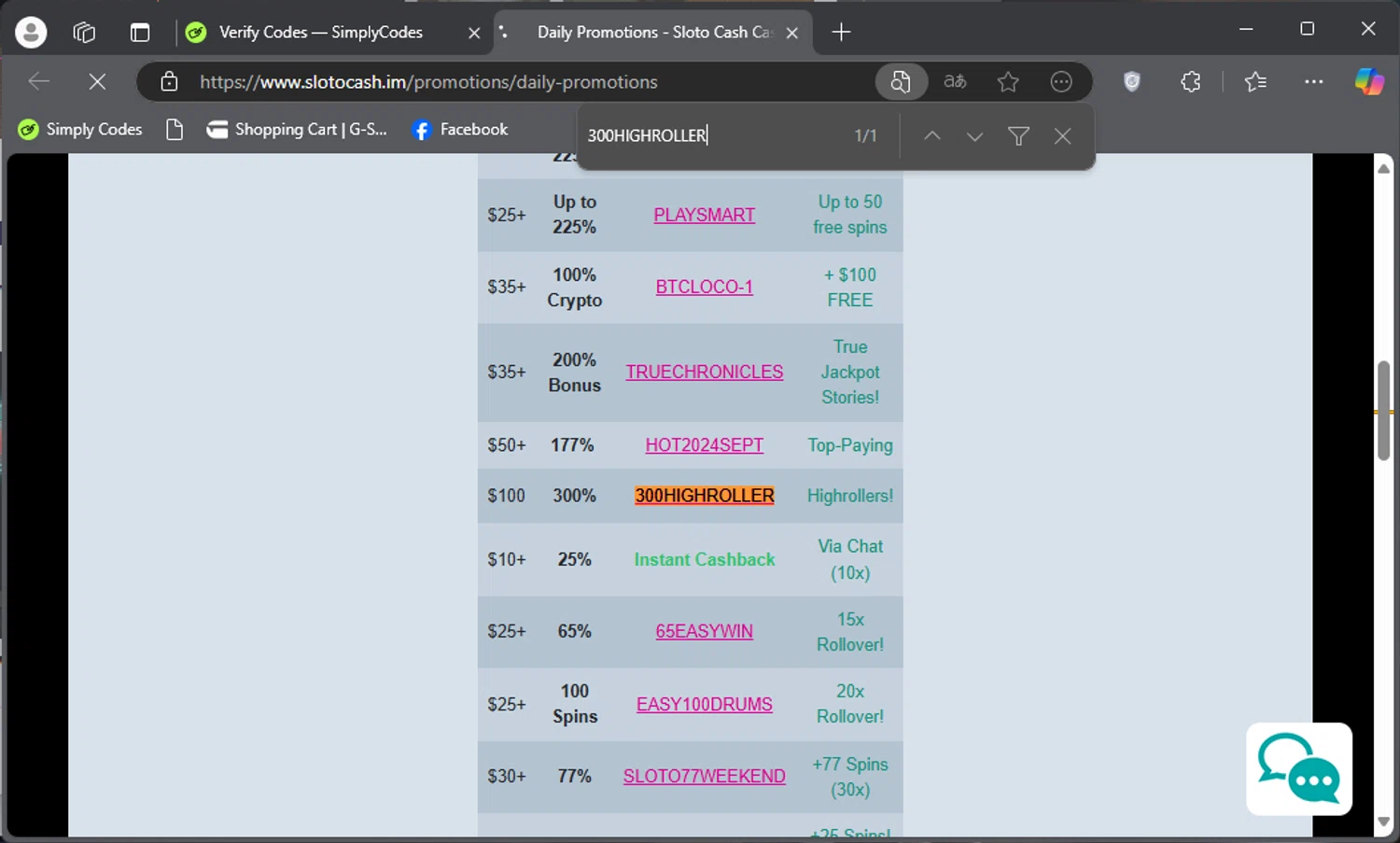 Slotocash Casino checkout page showing Slotocash Casino promo code box | Screenshot taken by SimplyCodes community member on Oct 31, 2024