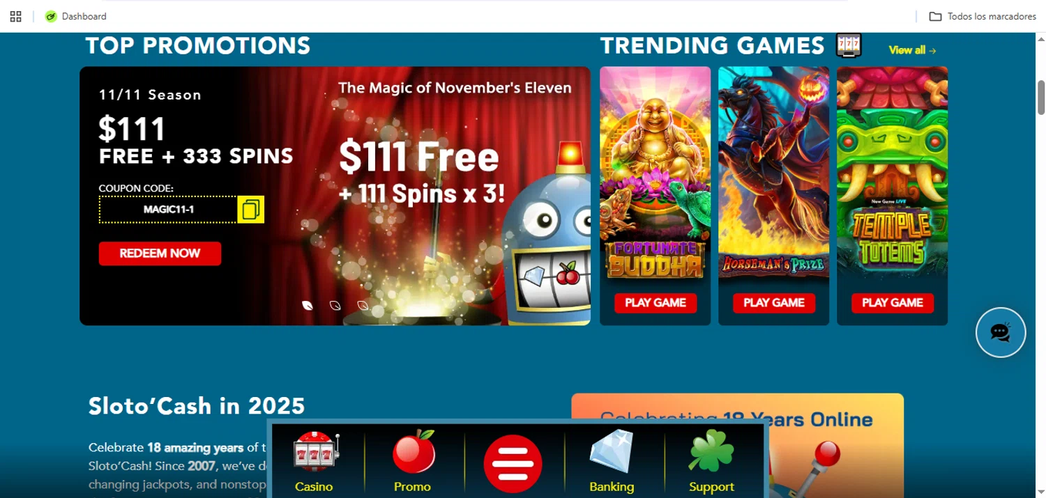 Slotocash Casino promo code screenshot showing code MAGIC11-1 applied at Slotocash Casino checkout page. Uploaded by SimplyCodes community member Speedy on Nov 18, 2025