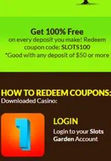 Slots Garden coupon verification screenshot