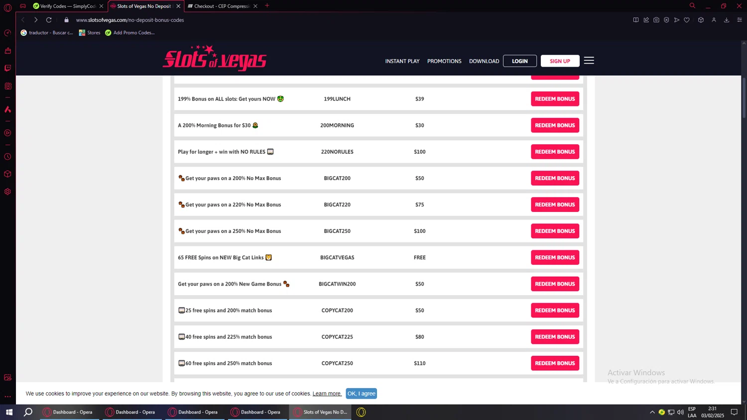 Slots of Vegas promo code screenshot showing code NEW190 applied at Slots of Vegas checkout page. Uploaded by SimplyCodes community member SavvyScholar995 on Feb 3, 2025
