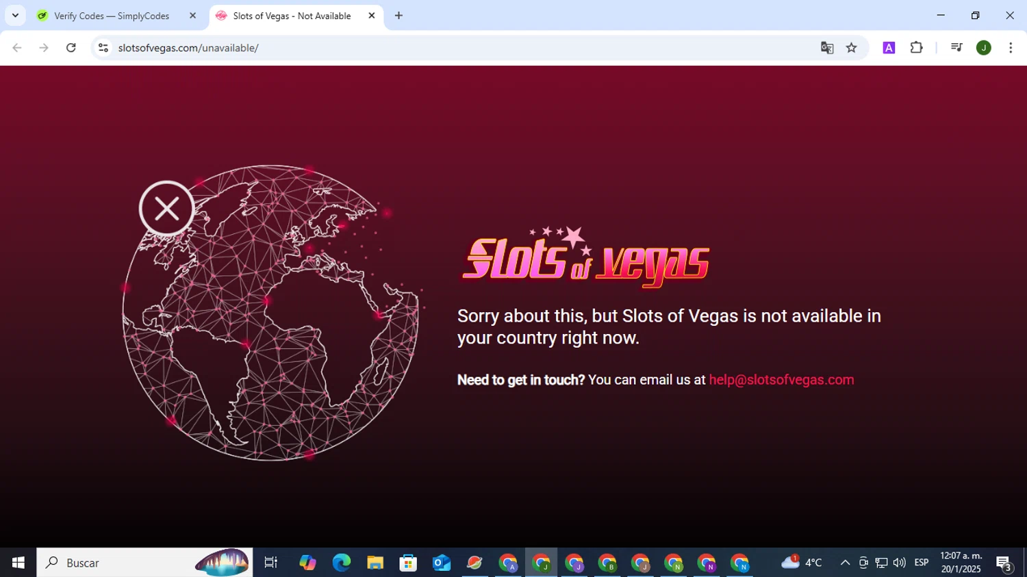 Slots of Vegas promo code screenshot showing code NEW190 applied at Slots of Vegas checkout page. Uploaded by SimplyCodes community member CleverSeeker3529 on Jan 20, 2025