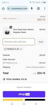 Pearlg12_30 coupon verification screenshot