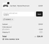 SLOW10 coupon verification screenshot