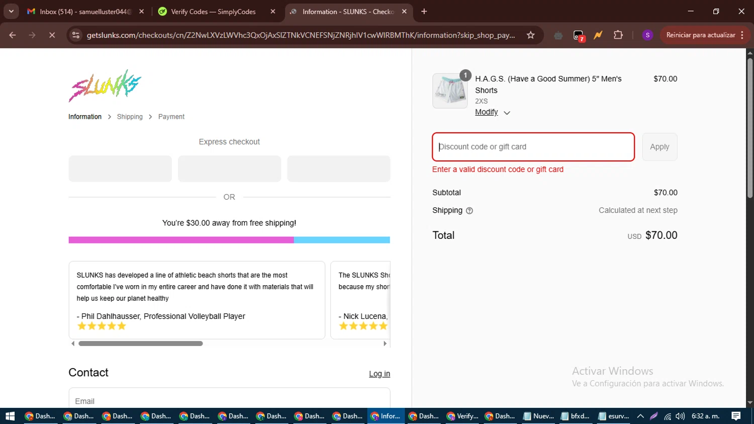SLUNKS discount code screenshot showing code IZZYRAMOS applied at SLUNKS checkout page. Uploaded by SimplyCodes community member ShieldWarden7838 on May 21, 2025