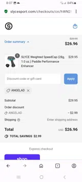 SLYCE Sport coupon verification screenshot
