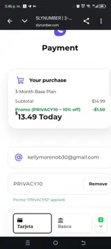 PRIVACY10 coupon verification screenshot