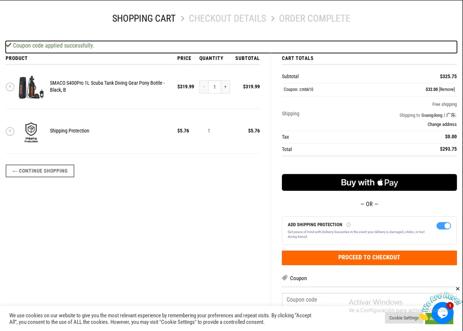 Smaco promo code screenshot showing code CMBK10 applied at Smaco checkout page. Uploaded by SimplyCodes community member NobleTiger7340 on Nov 15, 2025