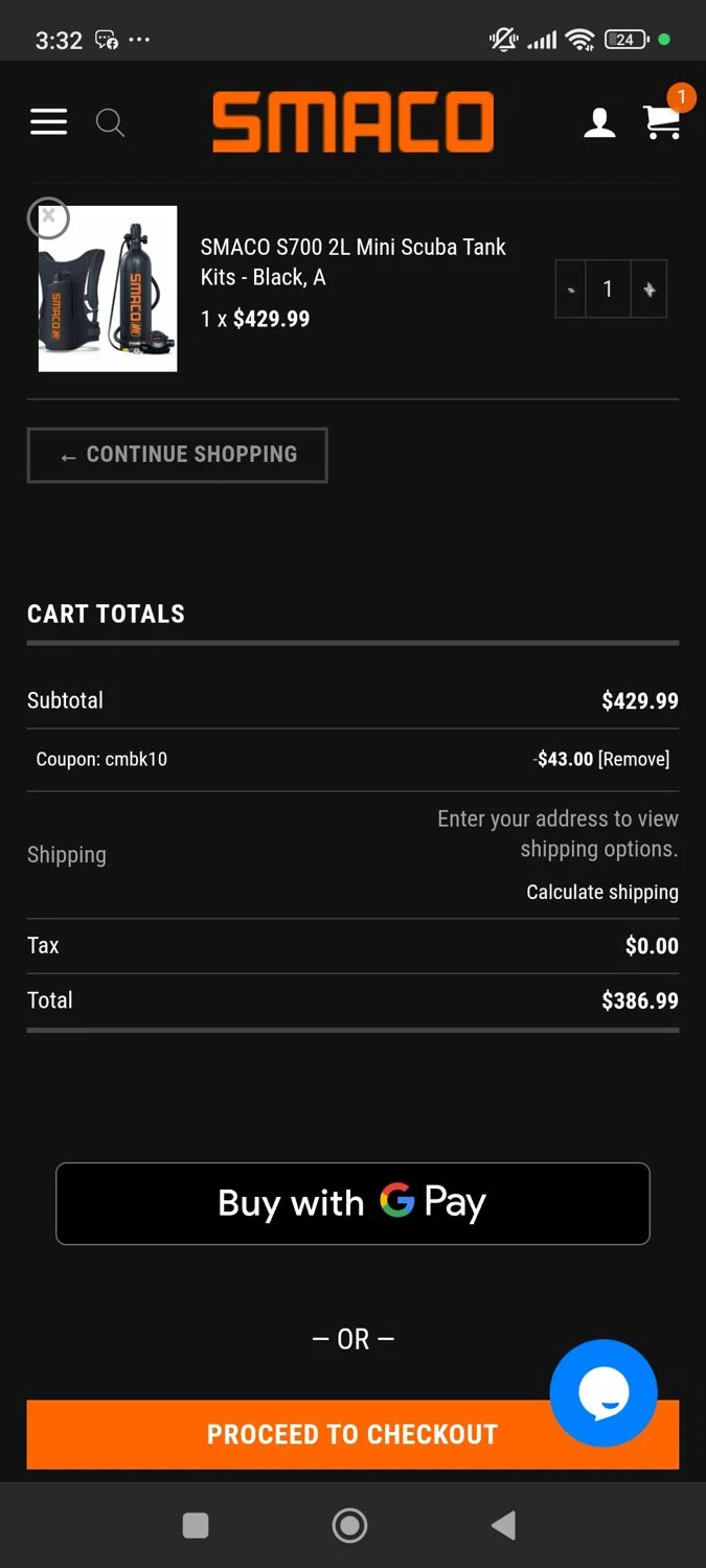 Smaco promo code screenshot showing code CMBK10 applied at Smaco checkout page. Uploaded by SimplyCodes community member yasmiragonzalez on Aug 9, 2025
