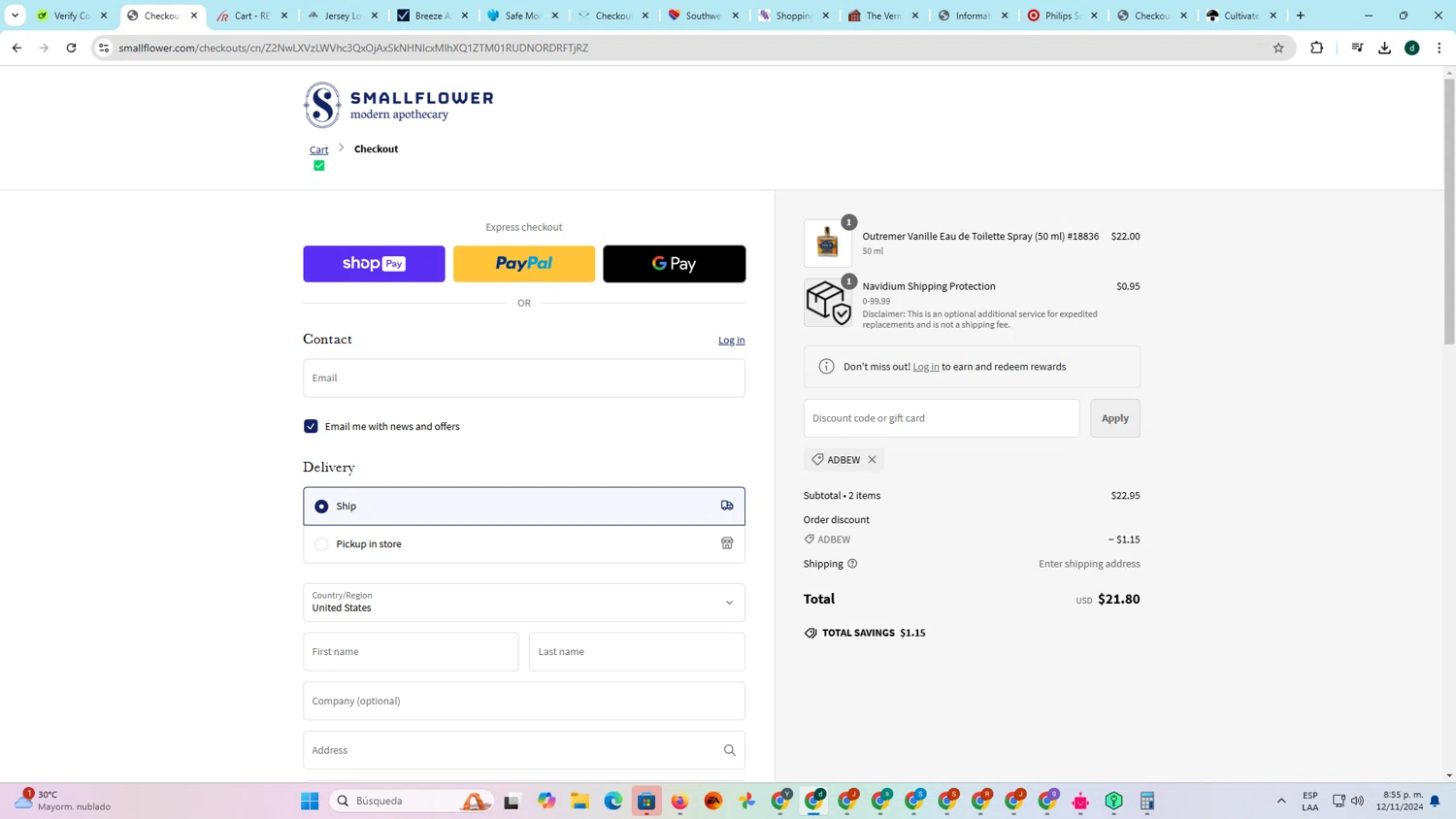 where to use Smallflower promo code box