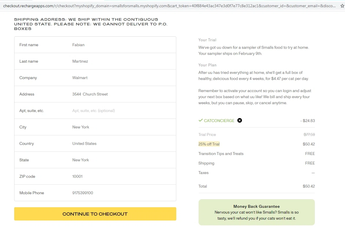 SMALLS checkout page showing SMALLS promo code box | Screenshot taken by SimplyCodes community member on Feb 1, 2021