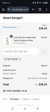 GET10NOW coupon verification screenshot
