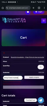 Smart Ea Incubator coupon verification screenshot