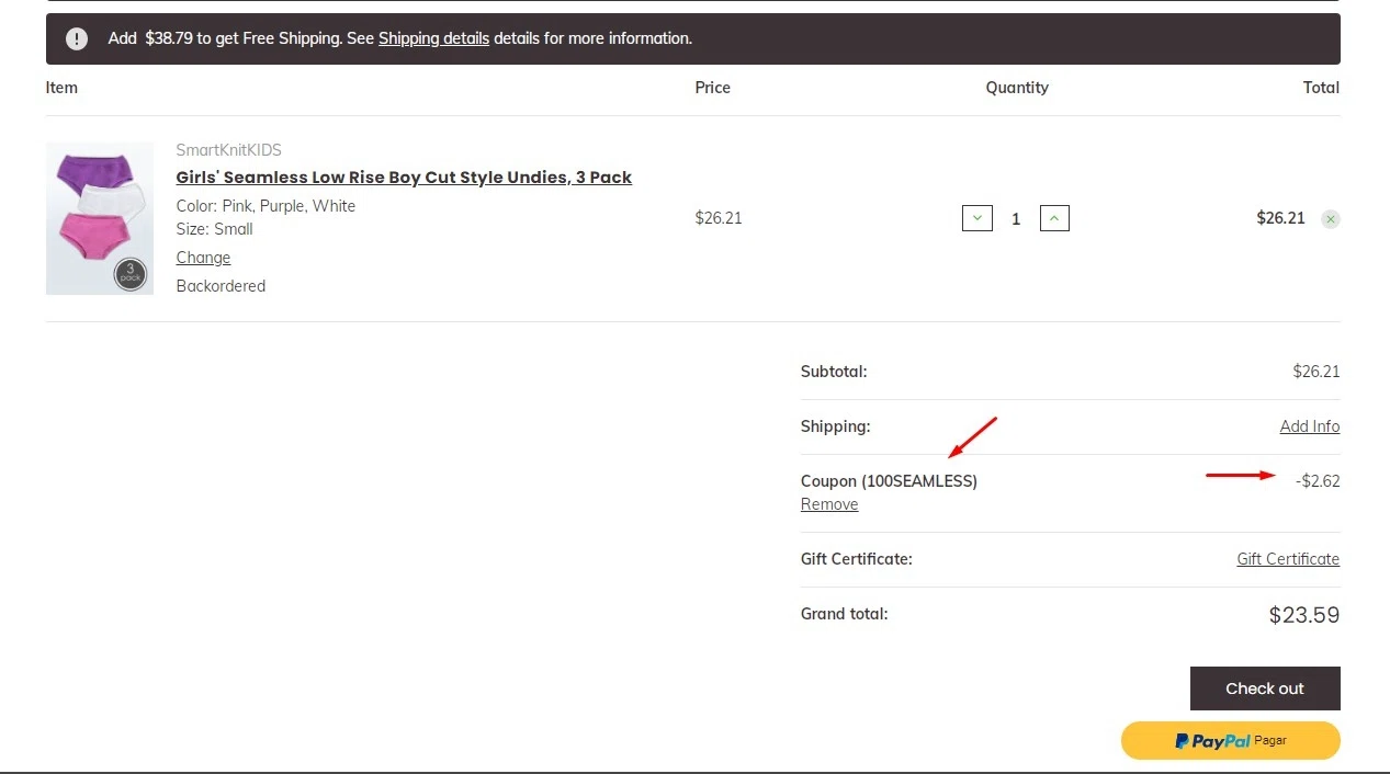 SmartKnit checkout page showing SmartKnit discount code box | Screenshot taken by SimplyCodes community member on Aug 24, 2020