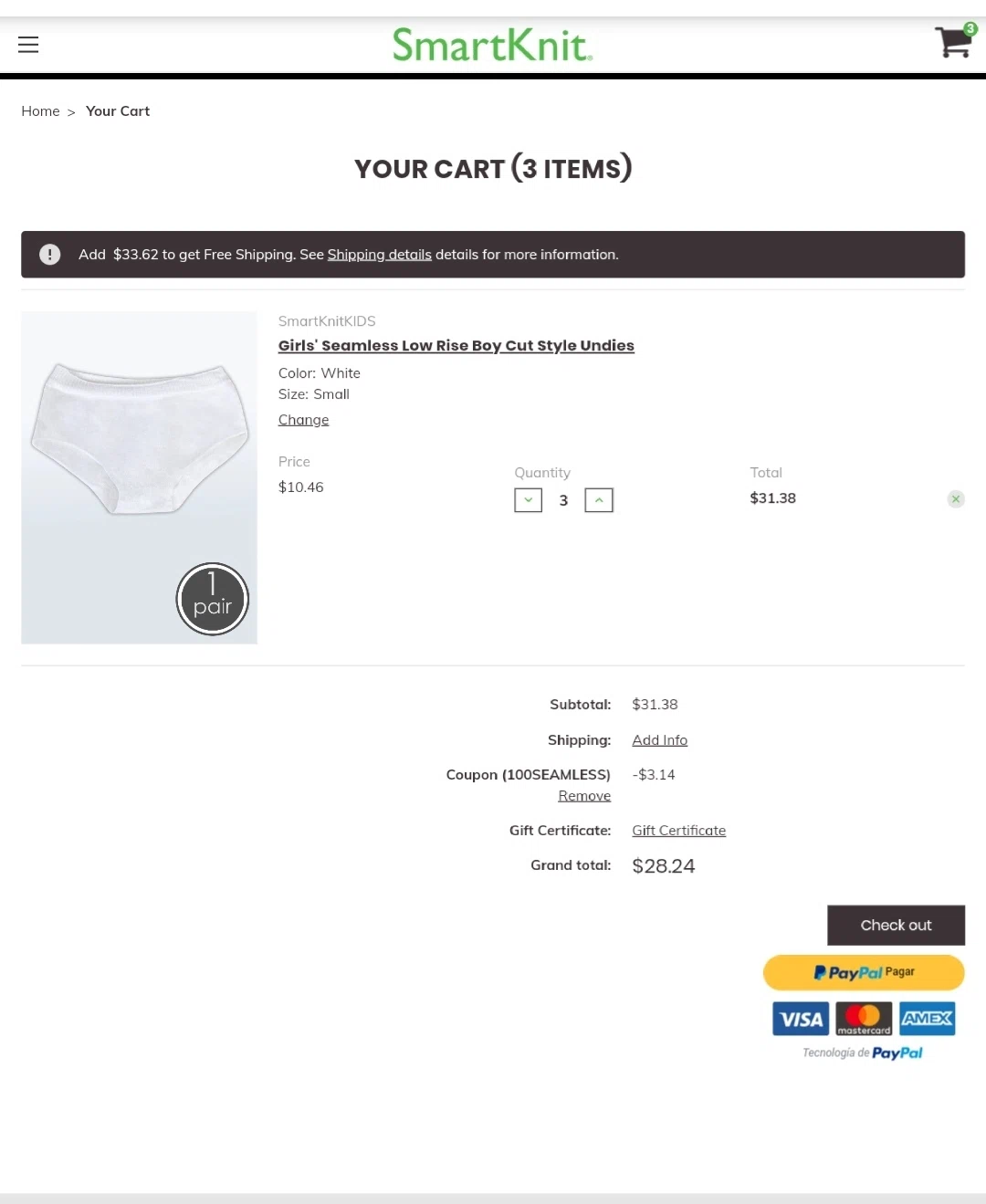 SmartKnit checkout page showing SmartKnit discount code box | Screenshot taken by SimplyCodes community member on Jul 11, 2020