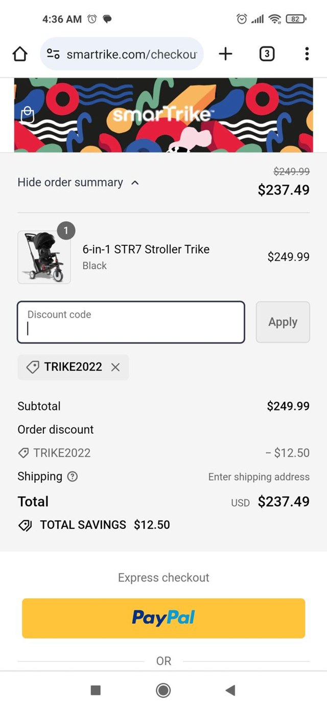 SmarTrike checkout page showing SmarTrike discount code box | Screenshot taken by SimplyCodes community member on Jan 9, 2024