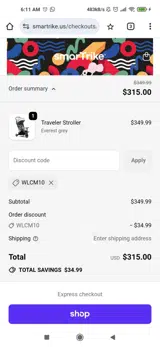 smarTrike USA coupon verification screenshot