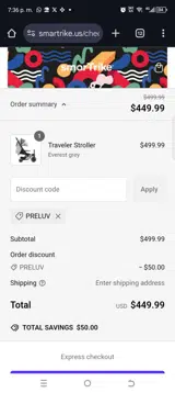 smarTrike USA coupon verification screenshot