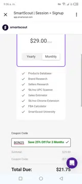 BON25 coupon verification screenshot