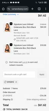 BYEBYE coupon verification screenshot