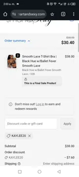 KAYLEE20 coupon verification screenshot