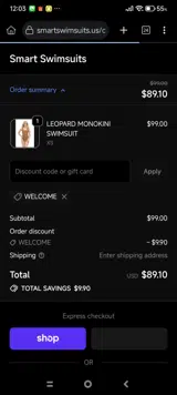 WELCOME coupon verification screenshot